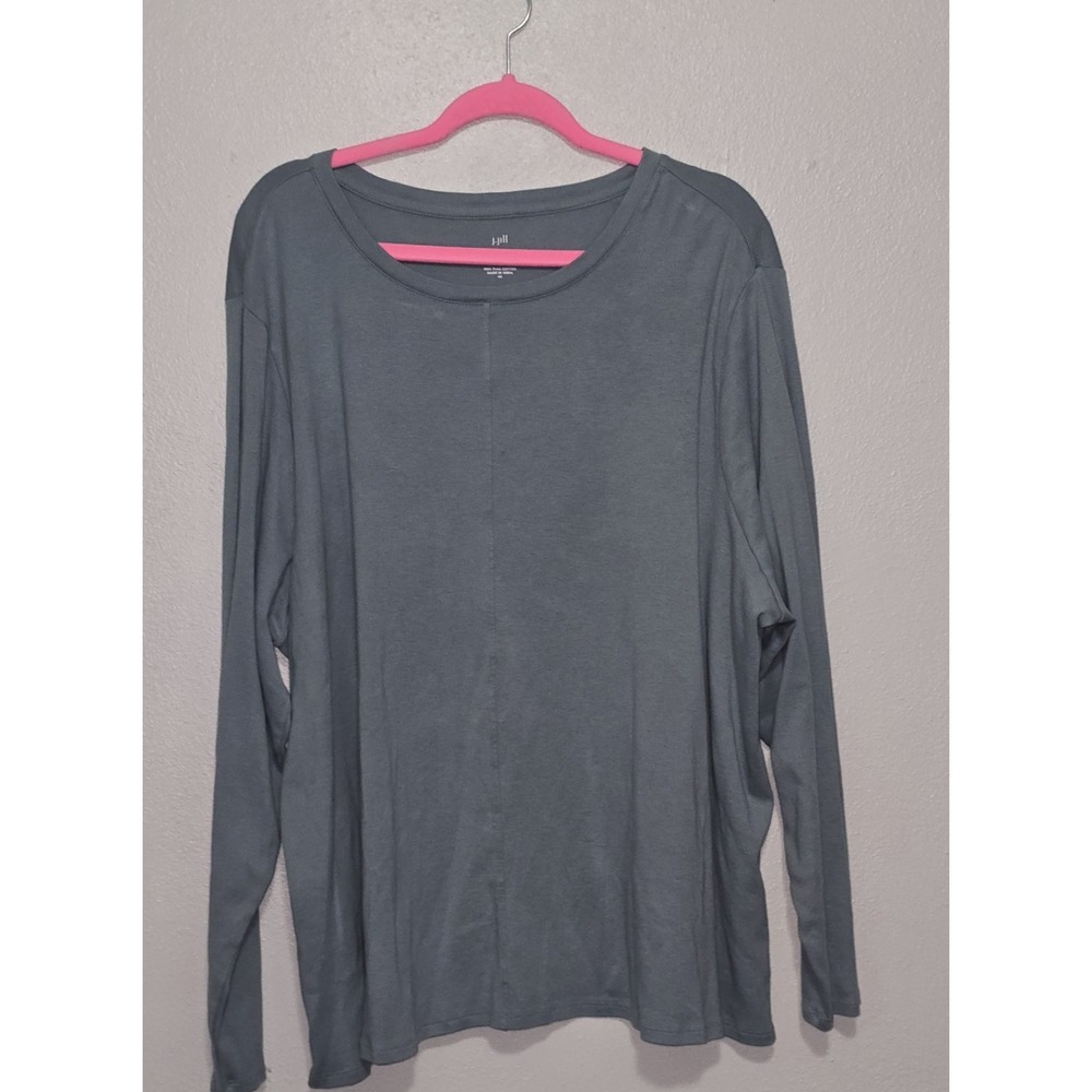 J. Jill Light Blue Pima Cotton Long Sleeve T-Shirt Plus Size 4X Tee Top Pullover